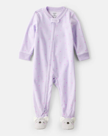 Baby Girl Koala & Heart Loose Fit 1-Piece Pyjamas - Purple, 