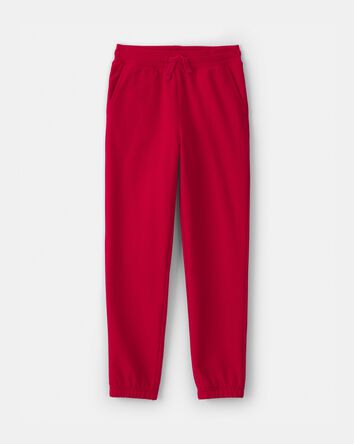 Kid Drawstring Knit Joggers - Red, 