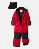 Kid 1-Piece Taslan Snowsuit - Red, image 3 of 5 slides