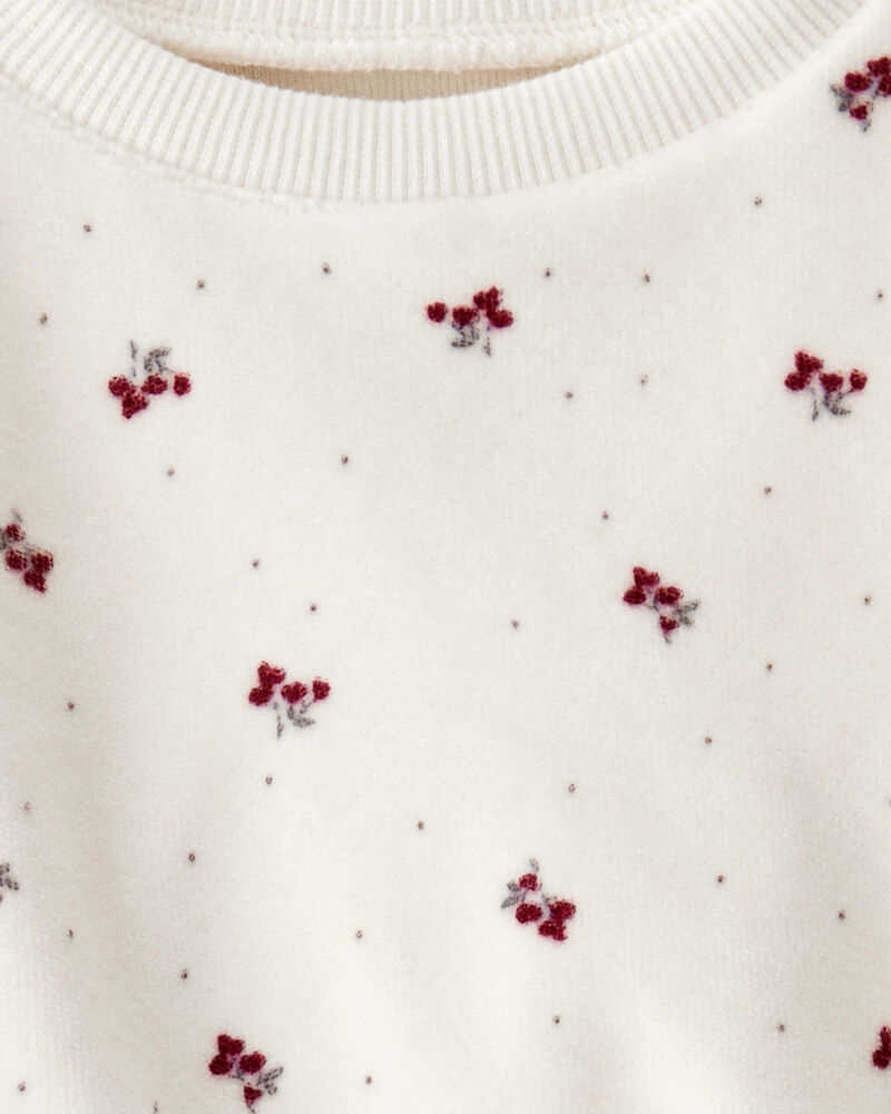 Baby Girl 2-Piece Organic Cotton Velour Set in Wild Rose Print, image 4 of 5 slides