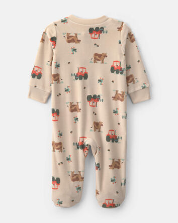 Baby Boy Tractor 2-Way Zip Sleeper - Brown, 