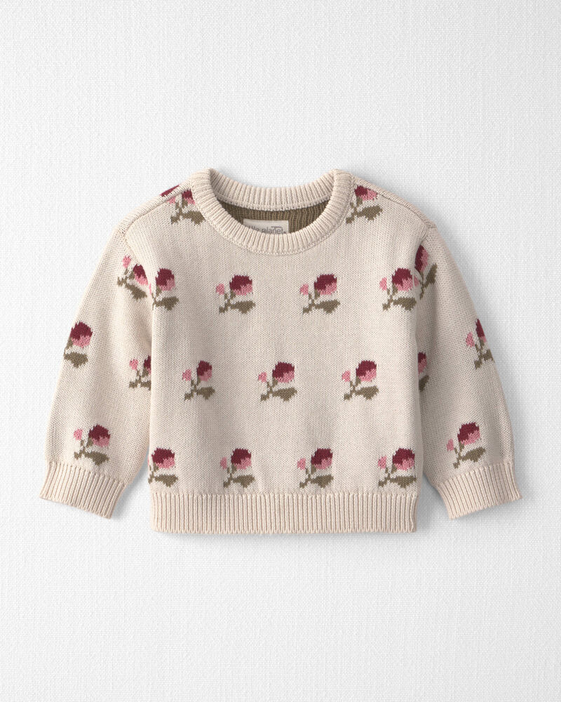 B&eacute;b&eacute; - Chandail en tricot de coton biologique &agrave; motif jacquard floral, image 1 sur 3 diapositives