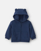 Baby Boy Bear Fleece Zip-Up Hoodie - Navy Blue, image 1 of 3 slides