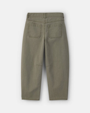 Girls Twill Barrel Jeans - Olive Green, 