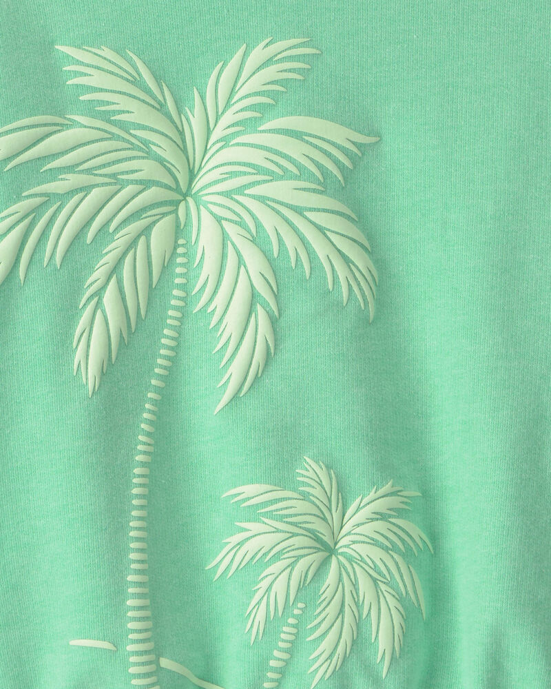 Filles - Haut en jersey bouclette &agrave; motif de palmier - Vert, image 3 sur 3 diapositives