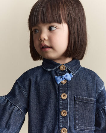Tout-petit fille - Robe à manches volantées - Bleu, 