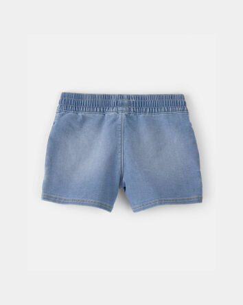 Girls Denim Drawstring Pull-On Shorts - Medium Wash, 