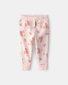 Baby Girl Floral Drawstring Knit Joggers - Pink, image 1 of 4 slides
