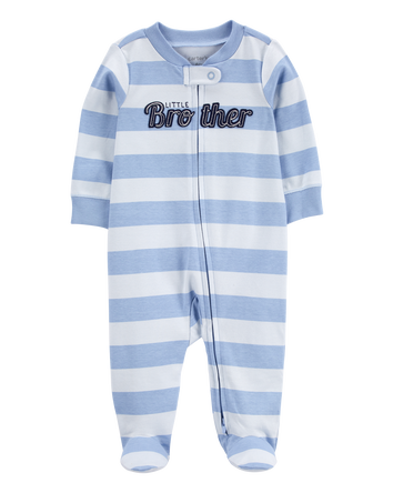 Baby Little Brother 2-Way Zip Cotton Sleeper, 