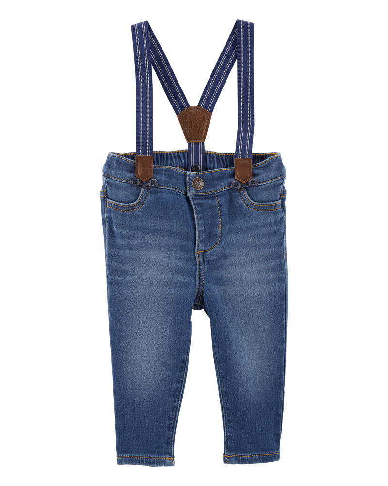 Bébé Pantalon en tricot de denim à bretelles, image 1 sur 5 diapositives