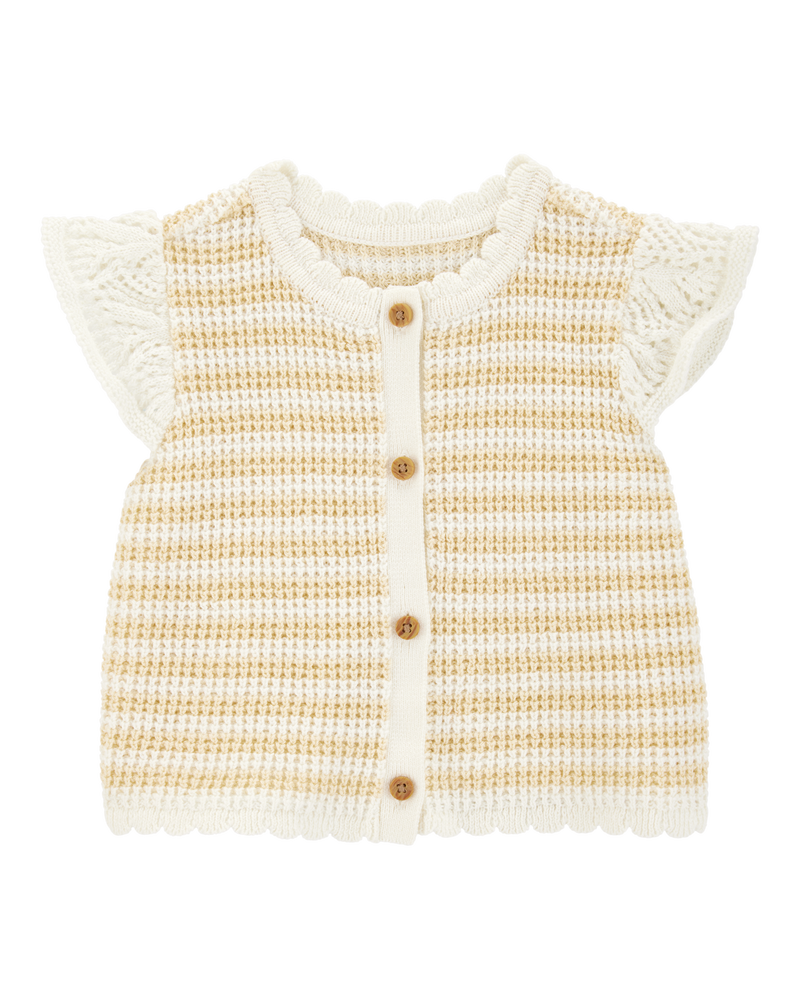 Baby Flutter Sleeve Knit Top - Yellow, image 1 of 4 slides