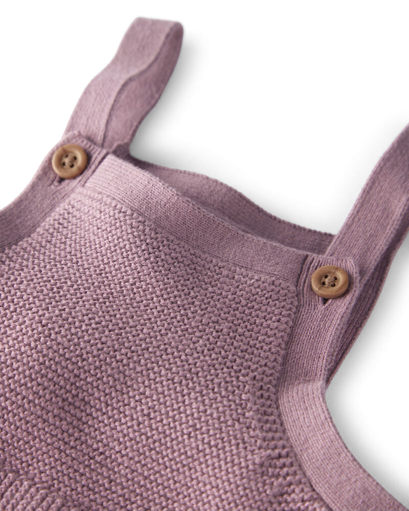Baby Girl Organic Cotton Sweater Knit Overalls, image 2 of 4 slides