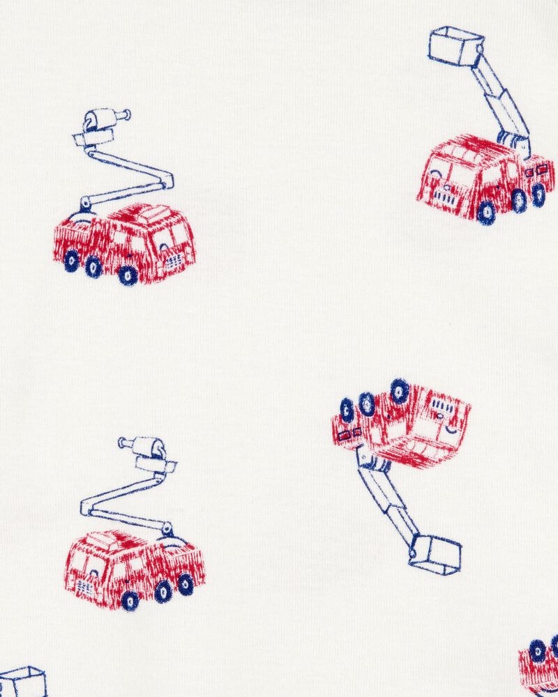 Bébé Pyjama 4 pièces en coton à motif de camion d’incendie, image 3 sur 4 diapositives