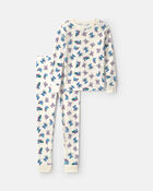 Kids 2-Piece Stitch Christmas 100% Cotton Snug Fit Pyjama Set - Ivory, image 1 of 4 slides