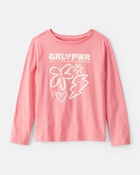 Girls 'Girl Power' Long-Sleeve Graphic Tee - Pink, image 1 of 3 slides