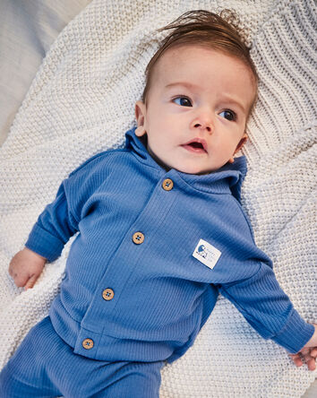 B&eacute;b&eacute; gar&ccedil;on - Ensemble 3 pi&egrave;ces &agrave; superposer &agrave; motif safari &ndash; Bleu/Cr&egrave;me, 