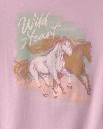 Girls 'Wild Heart' Horse Long-Sleeve Graphic Tee - Purple, 