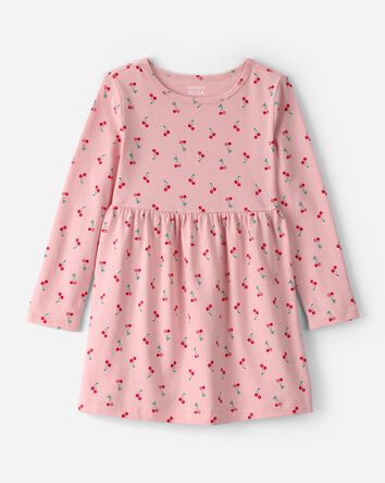 Toddler Girl Cherry Long-Sleeve Knit Dress - Pink, 
