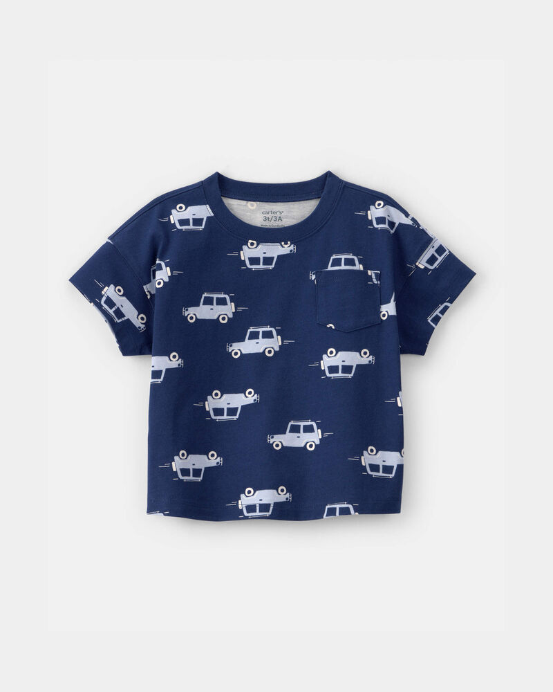 Toddler Boy Car Pocket Tee - Blue, image 1 of 3 slides