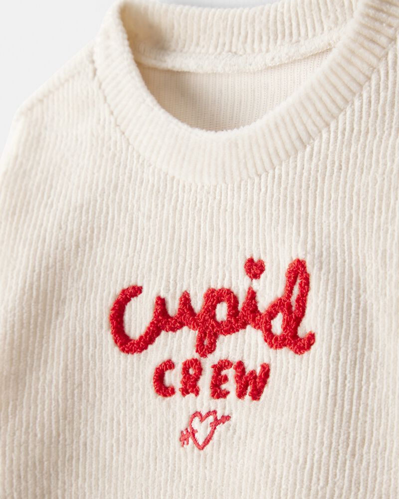 B&eacute;b&eacute; - Ensemble 2 pi&egrave;ces t-shirt &agrave; manches longues et pantalon Cupid Crew de la Saint-Valentin &ndash; Ivoire, image 3 sur 4 diapositives