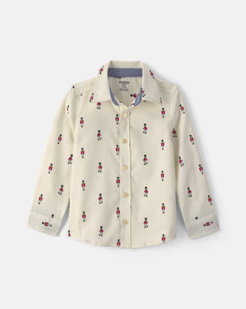 Toddler Boy Nutcracker Christmas Long-Sleeve Shirt - White, 