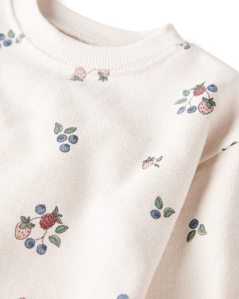 Baby Organic Cotton French Terry Sweatshirt in Berry Blossom Print, image 2 of 5 slides