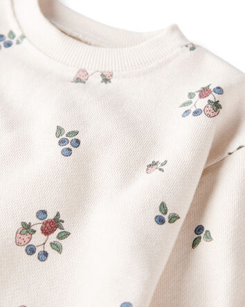 Baby Organic Cotton French Terry Sweatshirt in Berry Blossom Print, 