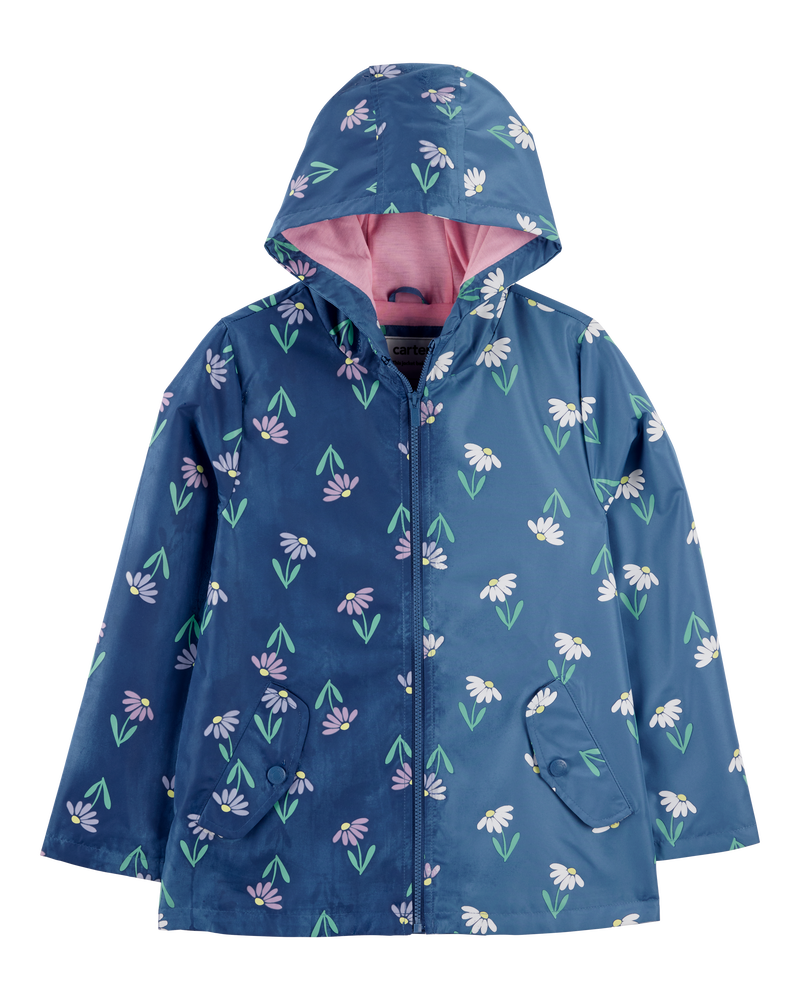 Kid Colour Changing Rain Jacket - Navy, image 2 of 6 slides