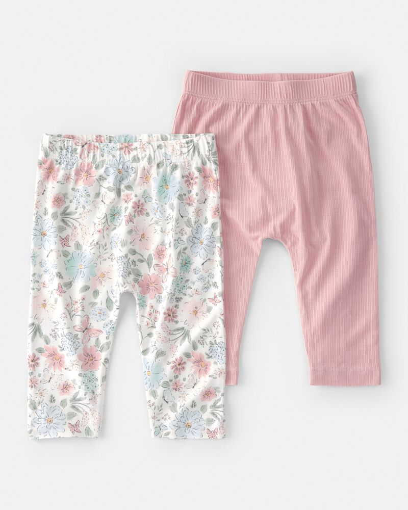 Baby Girl 2-Pack Butterfly Garden PurelySoft Pants - Pink, image 1 of 7 slides