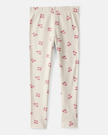 Filles - Legging extensible en coton à imprimé de cœurs - Ivoire, 