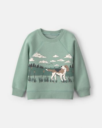 Toddler Boy Dog Fleece Pullover Sweatshirt - Green, 