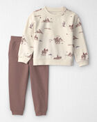 Tout-petit - Ensemble 2 pi&egrave;ces haut et pantalon en jersey bouclette de coton biologique &agrave; motif Rod&eacute;o western, image 1 sur 4 diapositives