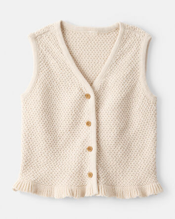 Tout-petit fille - Gilet boutonné - Crème, 