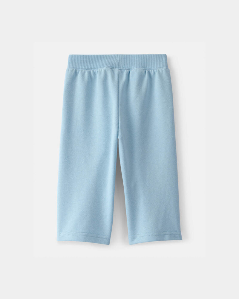 Baby Girl French Terry Wide-Leg Active Pants - Blue, image 2 of 4 slides