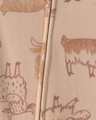 Baby Boy 1-Piece Cow 2-Way Zip DreamPlush Snug Fit Footed Pyjama - Brown, image 4 of 5 slides
