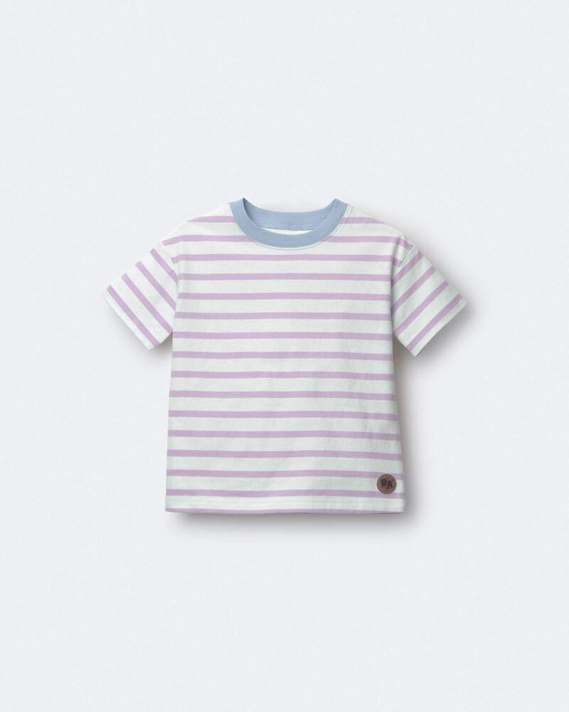Toddler Relaxed Tee in Stripes- Blue/Purple, image 2 of 6 slides