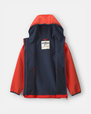 Boys Water-Activated Rain Jacket- Orange /Red, 