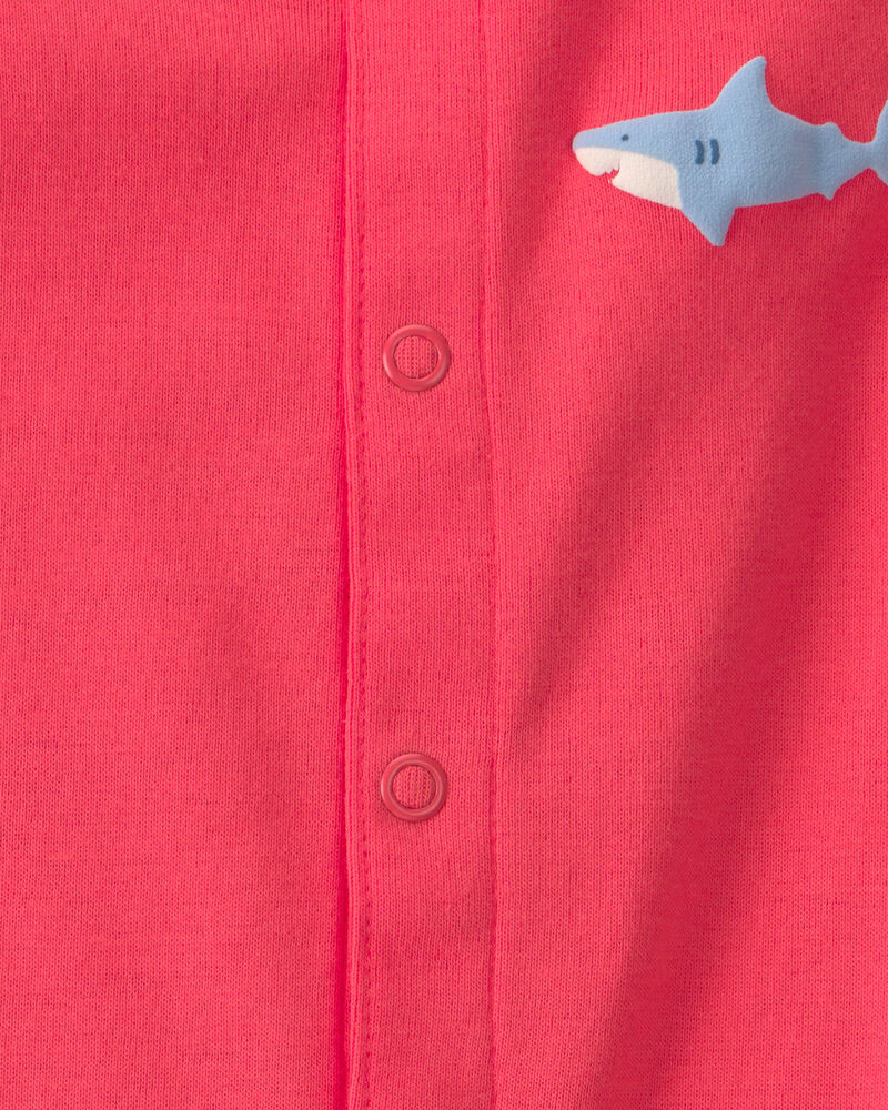 Baby Boy Shark Romper - Orange, image 3 of 4 slides