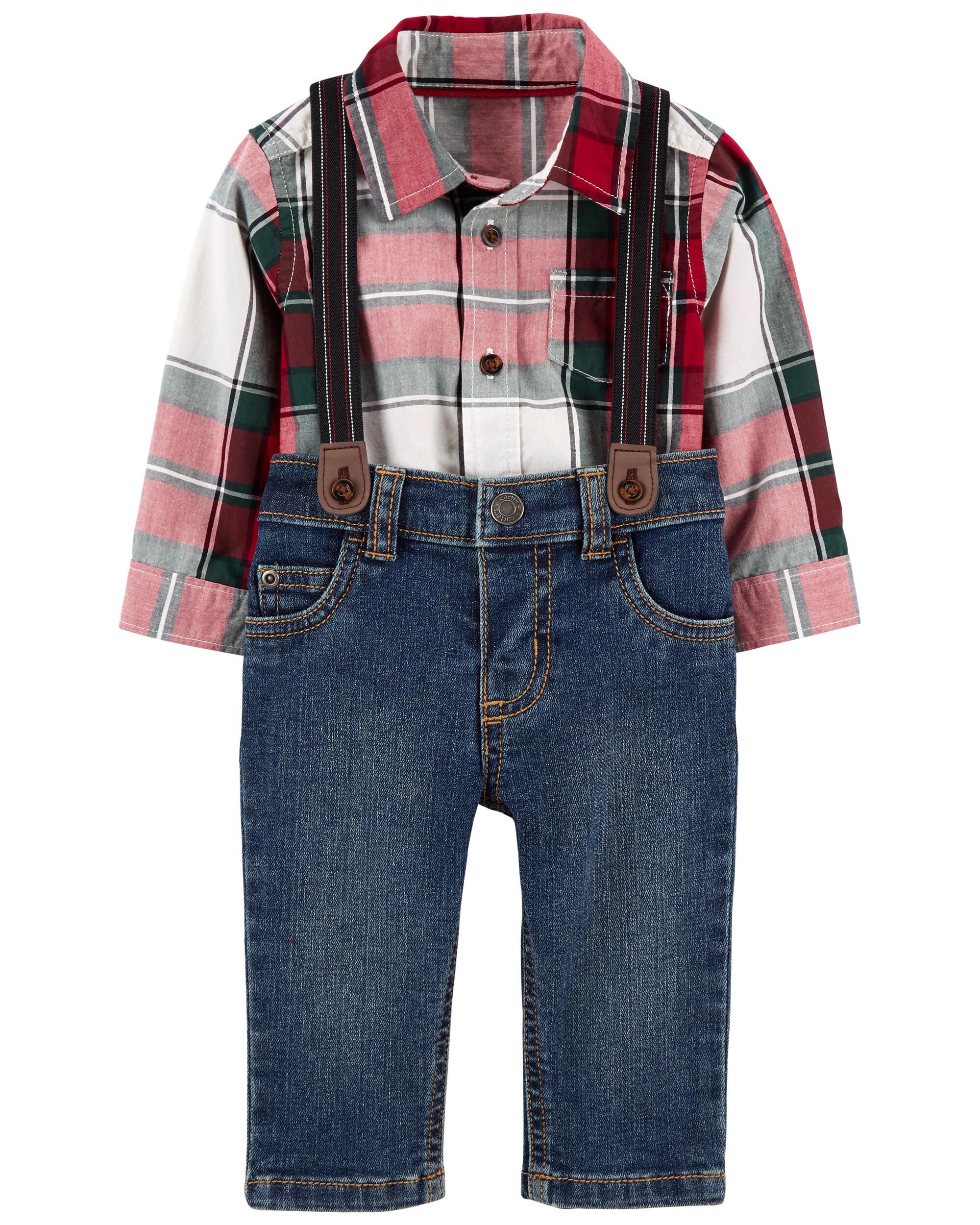 Multi 3 Piece Plaid Dress Me Up Set Carter s Oshkosh Canada