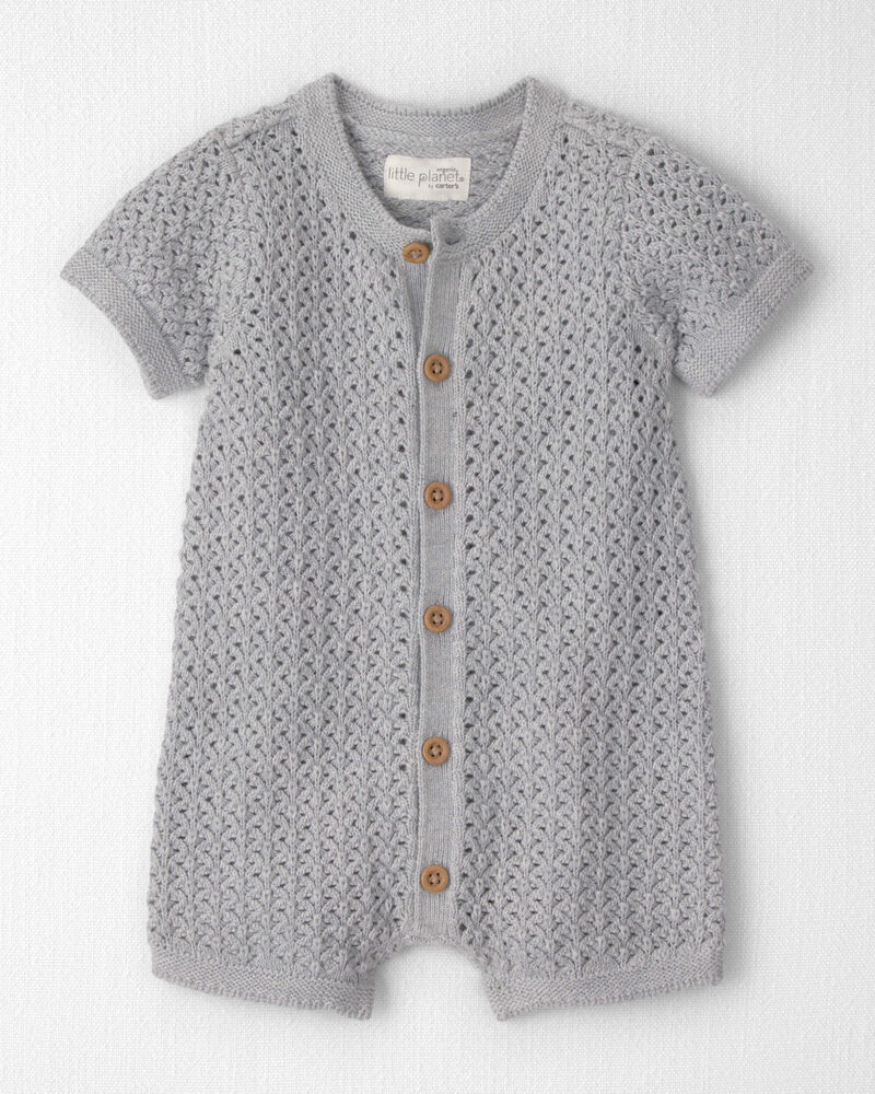 Baby Short-Sleeve Romper in Grey, image 1 of 4 slides