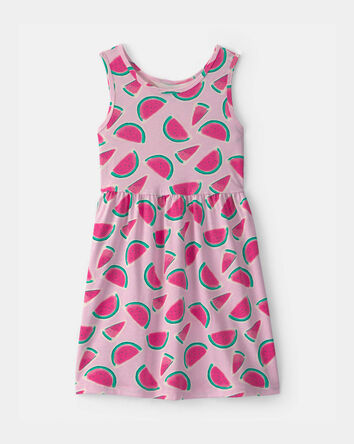 Girls Watermelon Sleeveless Knit Dress - Pink, 