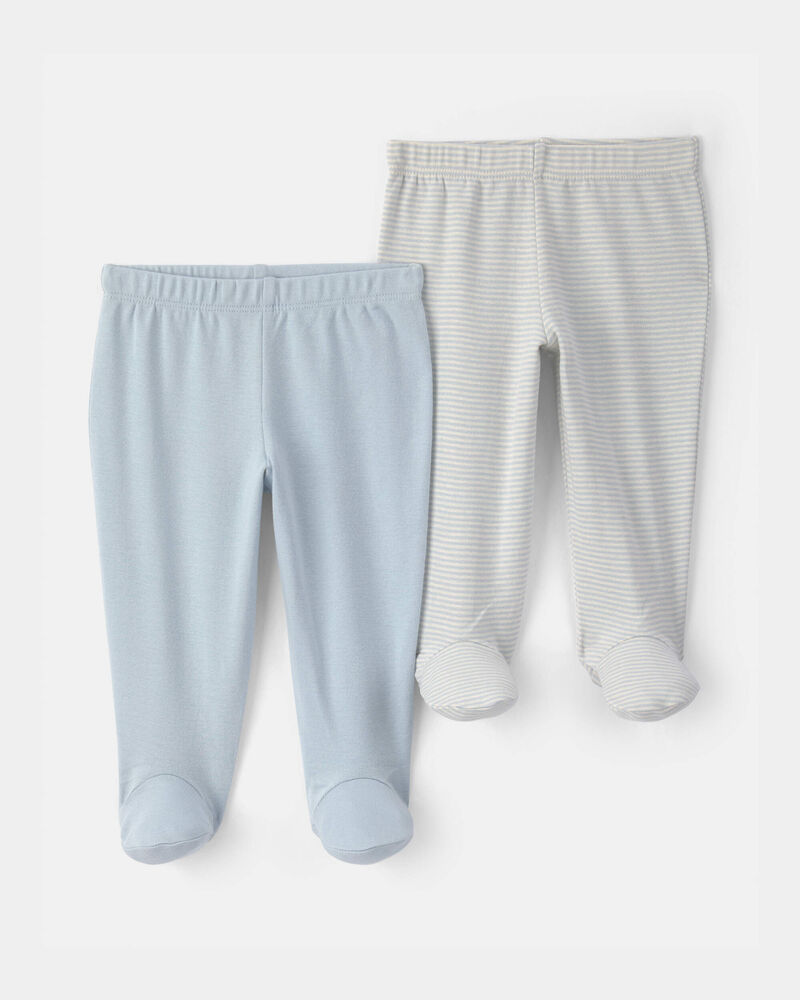 Baby Boy 2-Pack Footed Pull-On Pants - Blue, image 1 of 5 slides