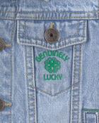 Toddler Boy Clover St. Patrick's Day Denim Jacket - Light Wash, image 2 of 3 slides