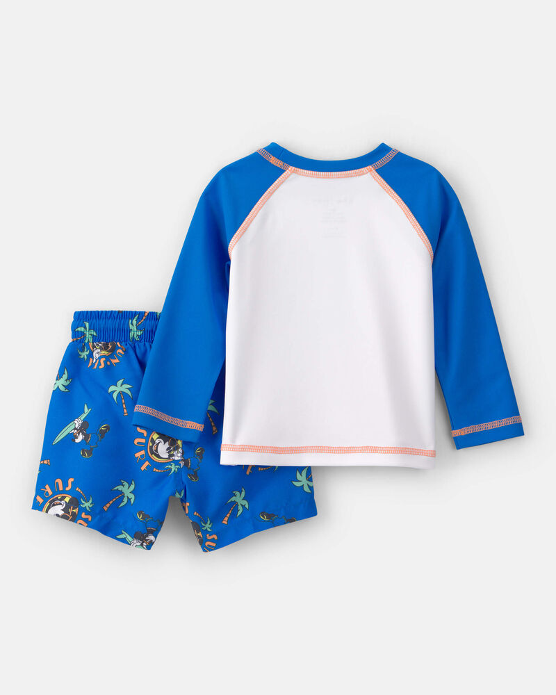B&eacute;b&eacute; gar&ccedil;on - Ensemble 2 pi&egrave;ces maillot dermoprotecteur &agrave; manches longues, Disney&copy; Mickey Mouse - Bleu/Blanc, image 3 sur 5 diapositives
