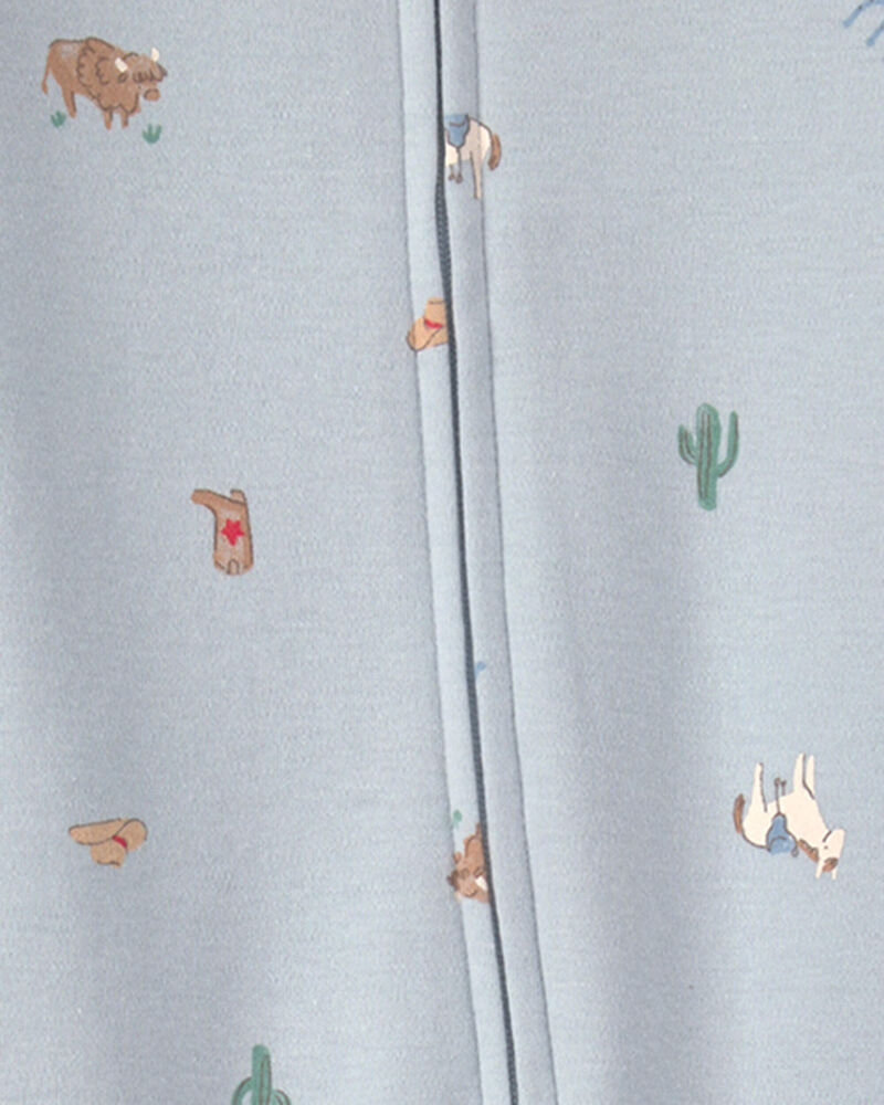 Baby Western 100% Cotton 2-Way Zip Sleeper - Blue, image 3 of 4 slides