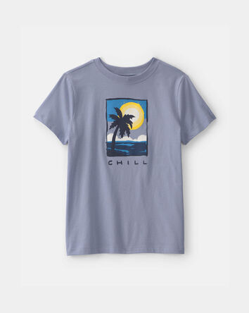 Gar&ccedil;ons - T-shirts &agrave; imprim&eacute; plage &laquo;Chill&raquo; - Bleu, 