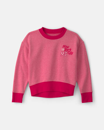 Filles - Chandail en jersey bouclette &laquo;New York City 95&raquo; - Rose/Rouge, 
