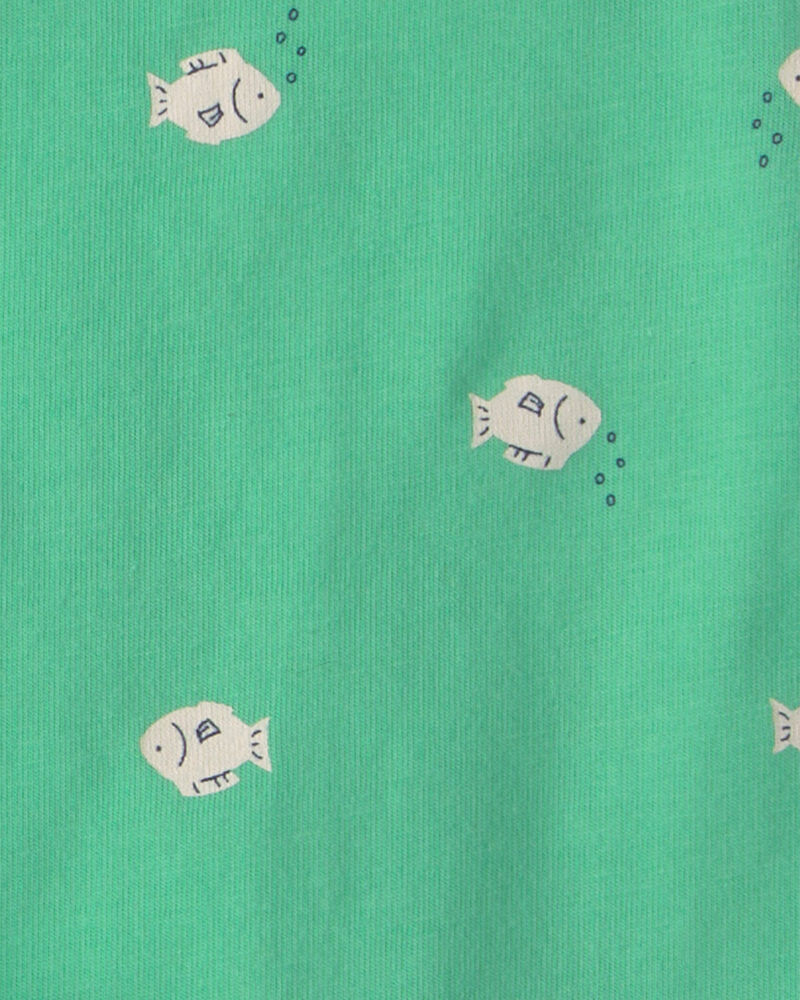 B&eacute;b&eacute; gar&ccedil;on - Ensemble 3 pi&egrave;ces haut, cache-couche et short, requin - Vert/ivoire, image 5 sur 5 diapositives