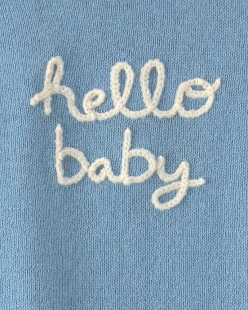 Baby Boy 2-Piece 'Hello Baby' Long-Sleeve Top & Pant Set - Blue, image 5 of 6 slides