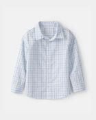 Boys Plaid Button-Down Shirt - Blue, image 1 of 3 slides
